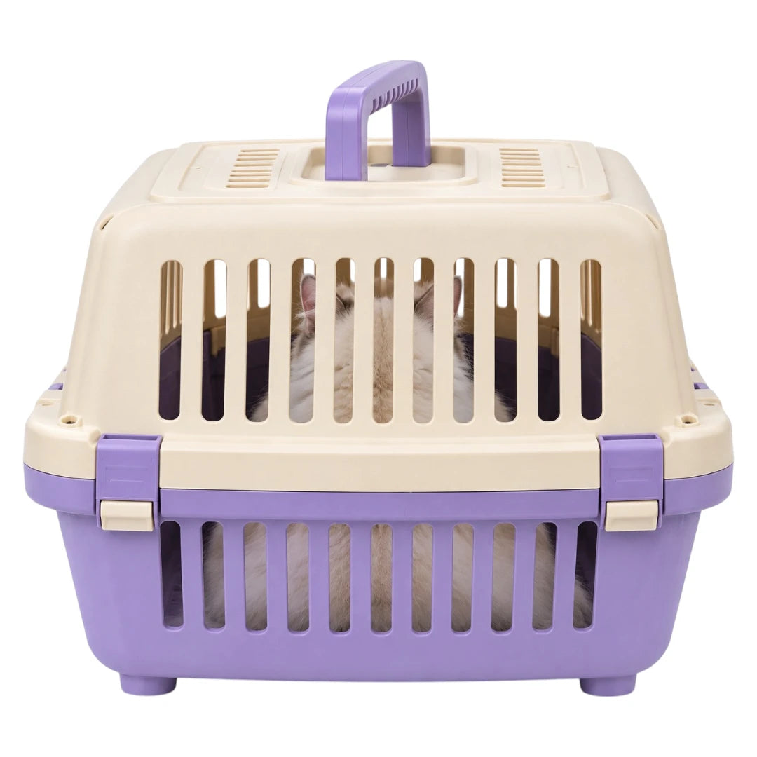 Powoz Ivory and Lavender Hard-Shell Cat Carrier