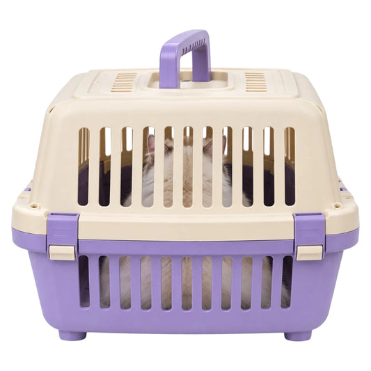 Powoz Ivory and Lavender Hard-Shell Cat Carrier