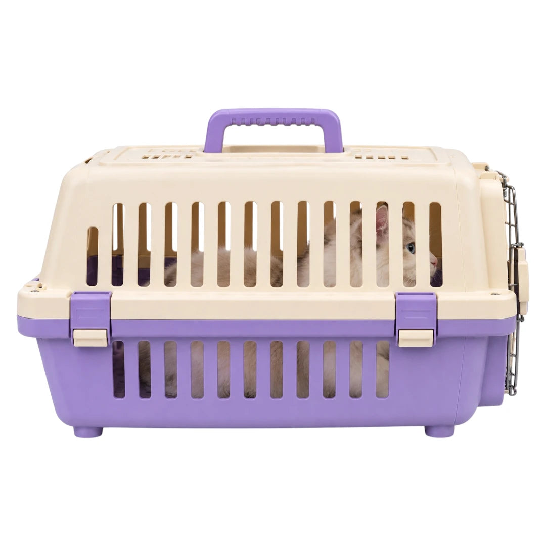Powoz Ivory and Lavender Hard-Shell Cat Carrier