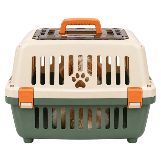 Powoz Cream and Olive Green Hard-Shell Puppy Carrier