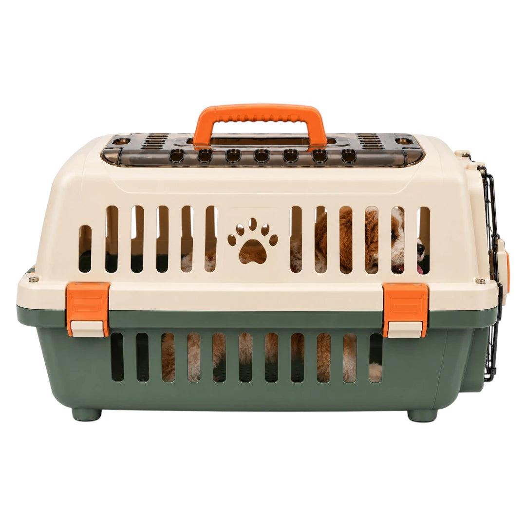 Powoz Cream and Olive Green Hard-Shell Puppy Carrier