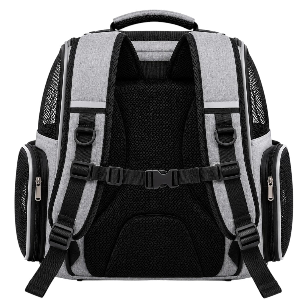 Powoz Gray Mesh Cat Carrier Backpack with Side Pockets