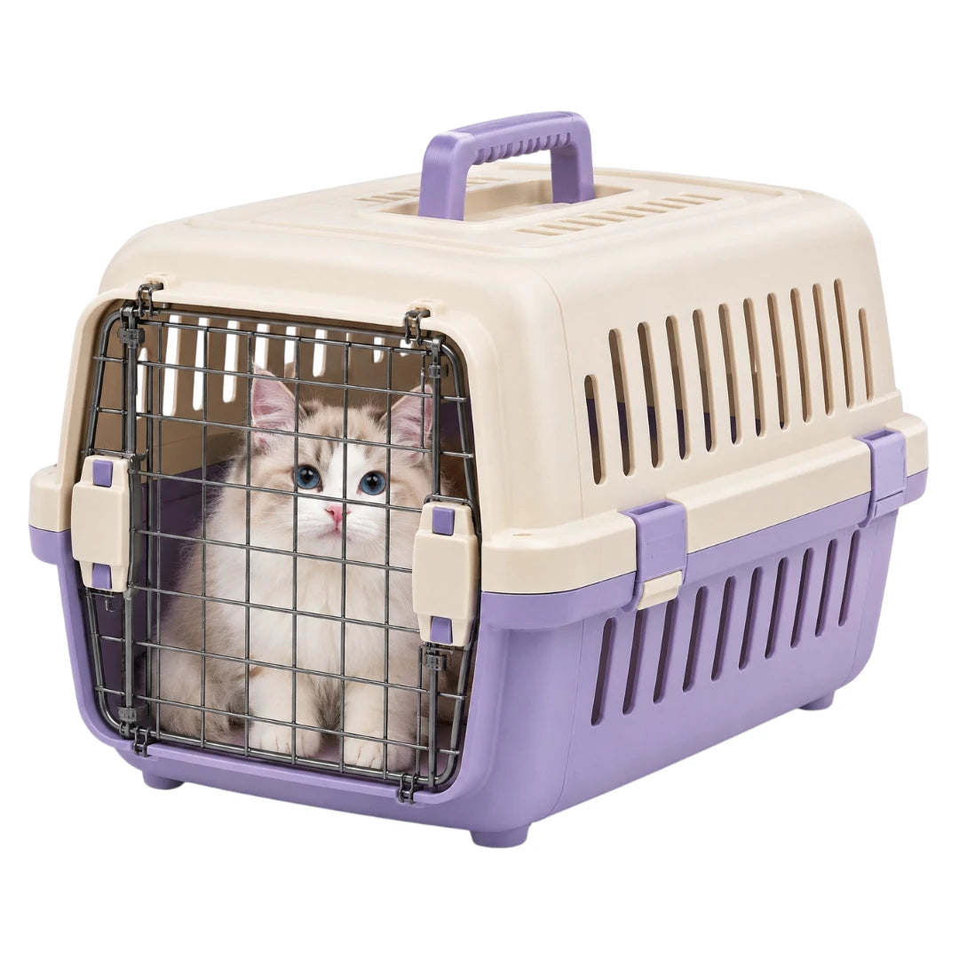 Powoz Ivory and Lavender Hard-Shell Cat Carrier