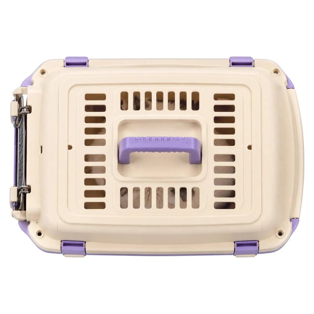 Powoz Ivory and Lavender Hard-Shell Cat Carrier
