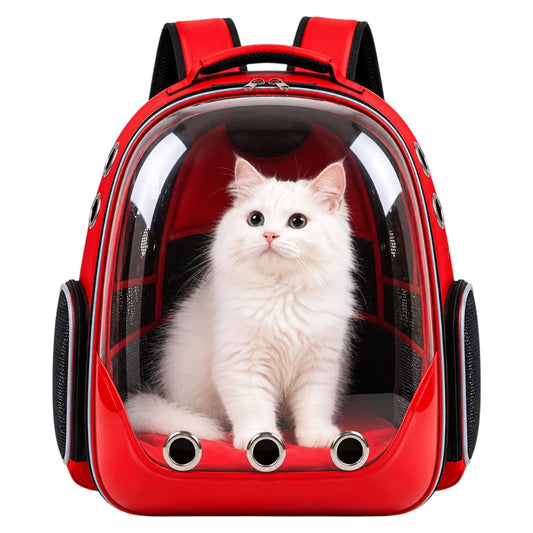 Powoz Red Bubble Cat Carrier Backpack with Clear Dome